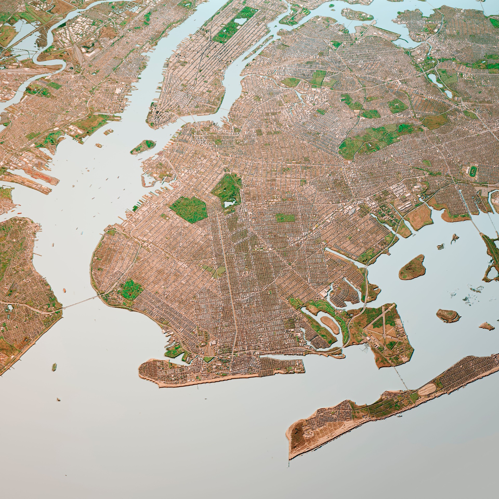 Brooklyn New York 3D Render Map Color Top View Apr 2019